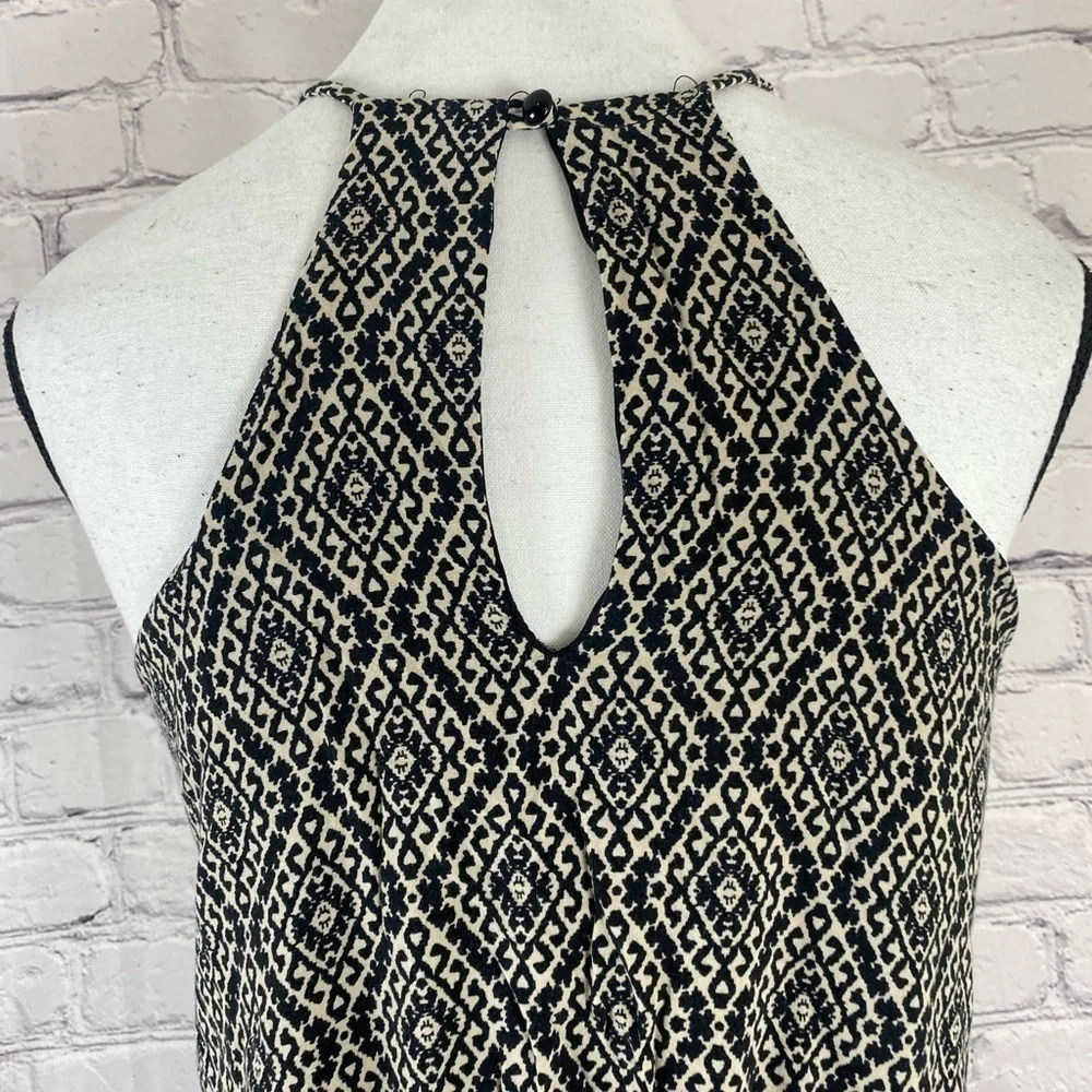 Maurice’s Boho Cream & Black Mini Dress Geometric Medium Aztec Print Summer